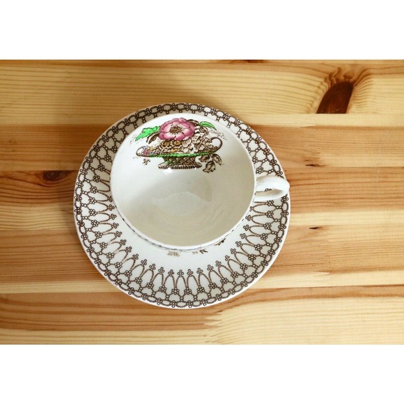 Myott Son & Co England “Bonnie Dundee” Rose Cups & Saucers Set of 6 Collectible - Picture 4 of 5